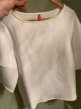 SPANX White Short Sleeve Boatneck Top